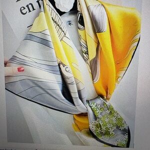 Silk Scarf with Floral and Abstract Design